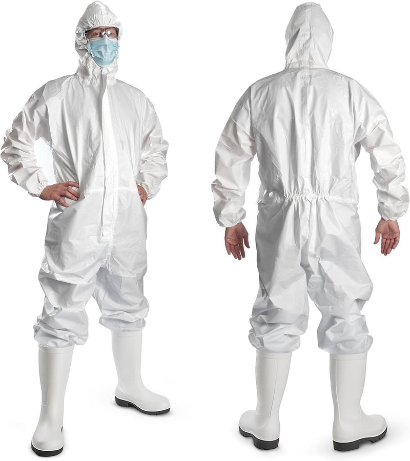 Ever Ready First Aid Disposable Microporous Coated Coverall Suit with Elastic Wrists, Elastic Ankles, Elastic Waist And Hood - Image 1